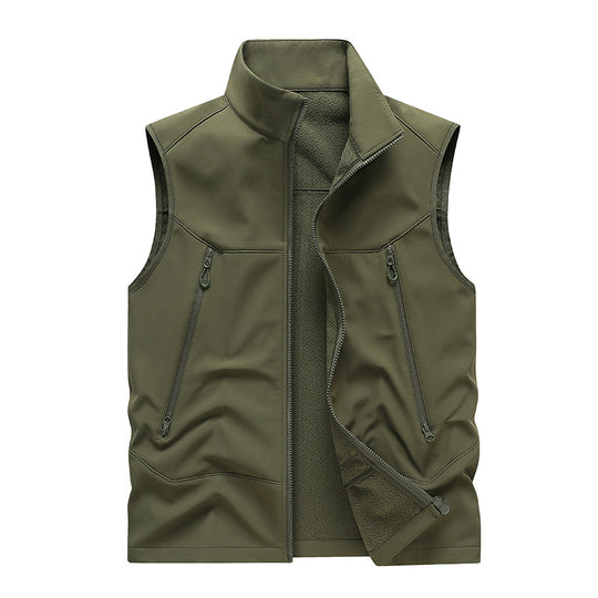 Herren Wasserabweisende Softshell-Weste mit Stehkragen, Reißverschlusstaschen & Atmungsaktivem Futter Nord Taschen
