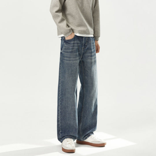 Damen Hochbund-Jeans mit weitem Bein und Vintage-Waschung Nord Taschen