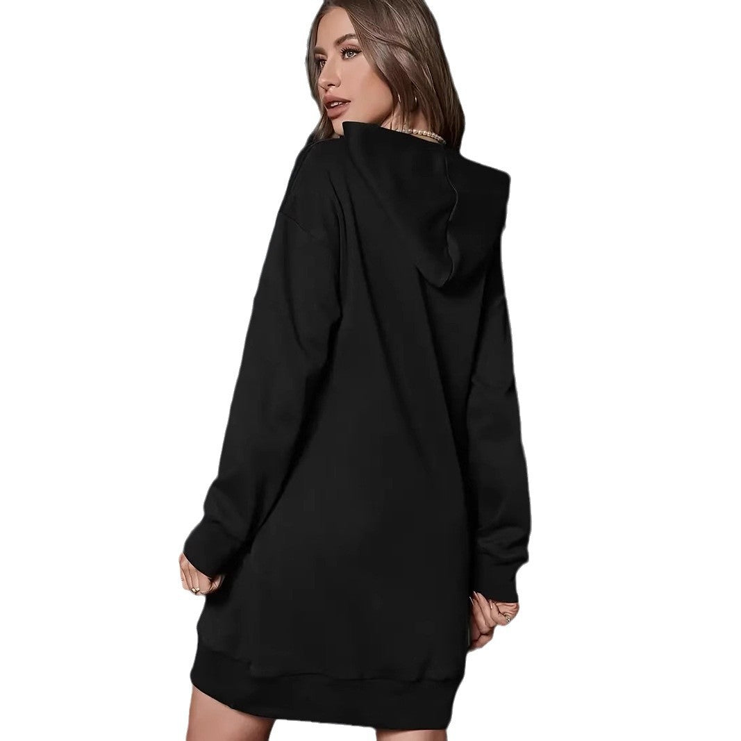 Damen Kapuzenkleid mit metallic Herz‑Print und oversized Sweatshirt‑Schnitt Nord Taschen