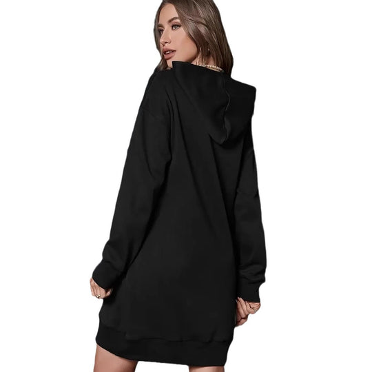 Damen Kapuzenkleid mit metallic Herz‑Print und oversized Sweatshirt‑Schnitt Nord Taschen