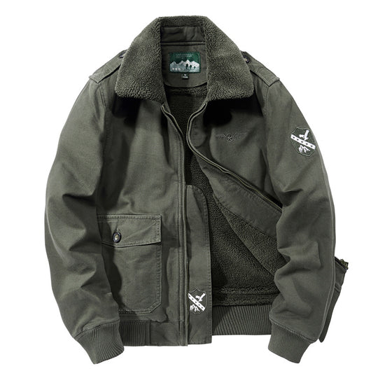 Herren  Canvas-Pilotjacke mit Sherpa-Kragen, gesteppter Innenlage und Ärmel-Reißverschlusstasche Nord Taschen