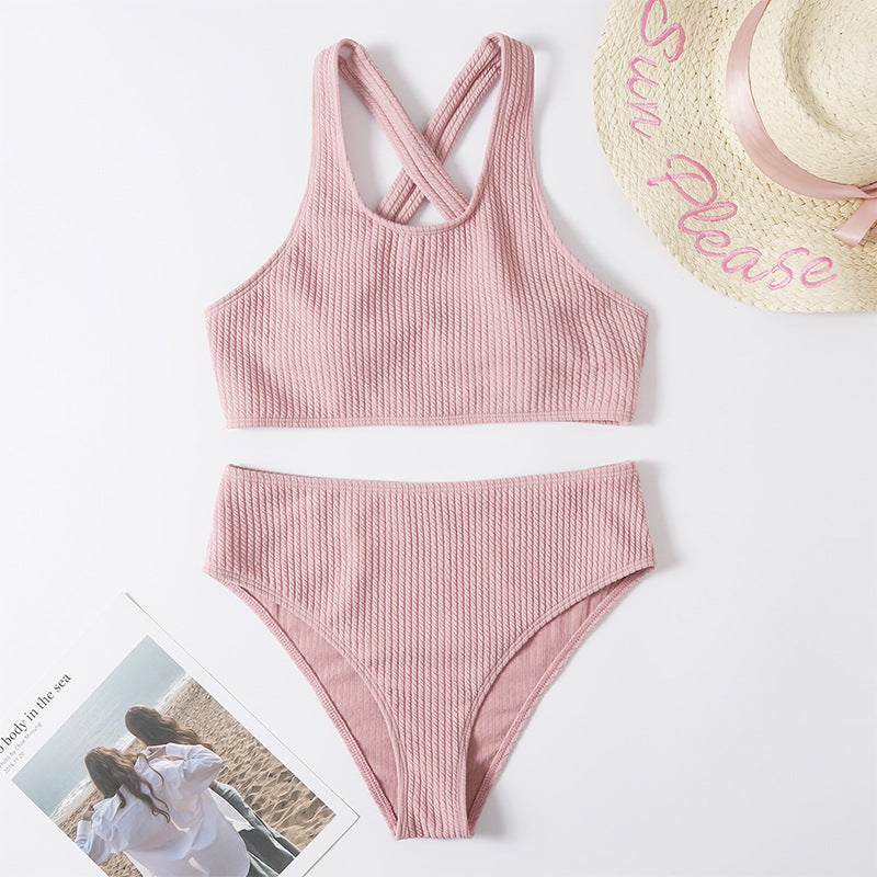 Damen Hochtaillierter Bikini mit geschickt überkreuzten Trägern Nord Taschen