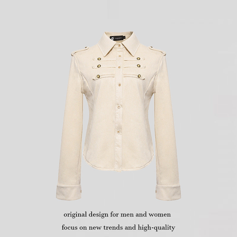 Damen Militärische Velours‑Optik Jacke mit Schulterklappen und Zierriegeln Nord Taschen