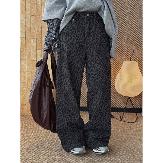 Damen Weite High‑Waist Palazzohose im Leoprint mit Relaxed‑Fit und hohem Bund Nord Taschen