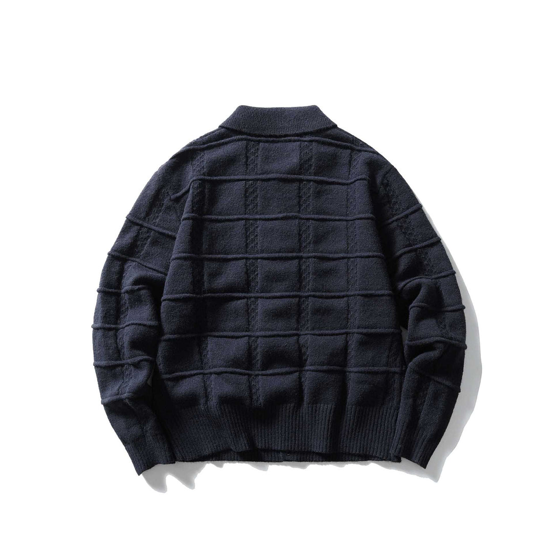 Herren strukturierte Strickjacke mit Hemdkragen und durchgehender Knopfleiste Nord Taschen