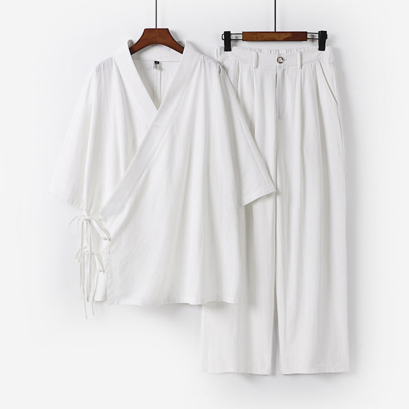 Unisex Kimono-Freizeit-Set mit Wickeloberteil und elastischer Bundhose Nord Taschen