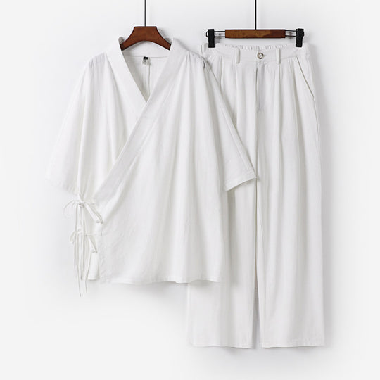 Unisex Kimono-Freizeit-Set mit Wickeloberteil und elastischer Bundhose Nord Taschen