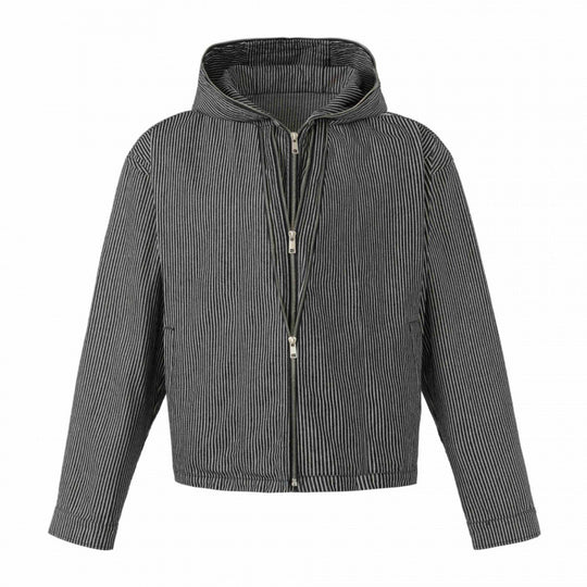 Unisex Kapuzenjacke im Boxy‑Cut mit Doppelreißverschluss und Nadelstreifen‑Optik Nord Taschen