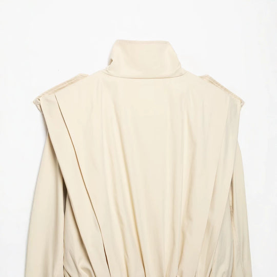 Damen Cropped Trenchjacke im Cape-Look mit doppelreihiger Knopfleiste und hohem Stehkragen Nord Taschen
