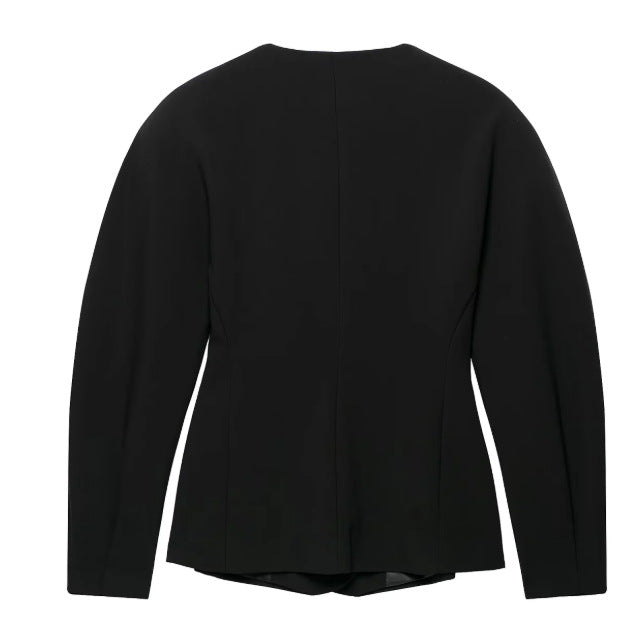 Damen Taillierte Blazerjacke mit asymmetrischer Knopfleiste und Rundhalsausschnitt Nord Taschen