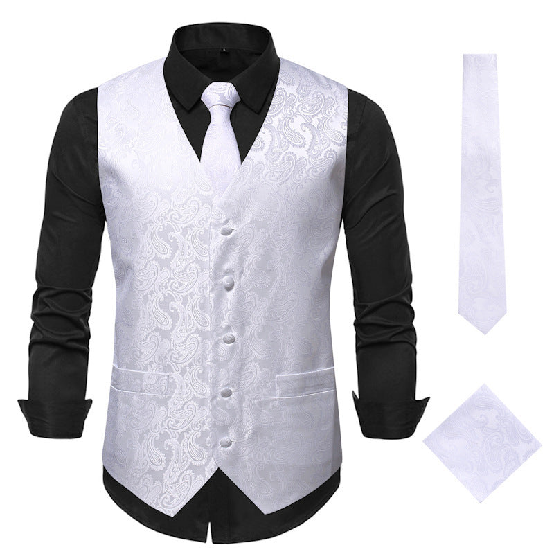 Herren elegante Anzugweste mit eleganten Paisley-Muster und passendem Zubehör Nord Taschen