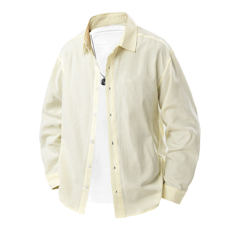 Herren gestreiftes Overshirt-Hemd mit lockerer Passform und Kentkragen Nord Taschen