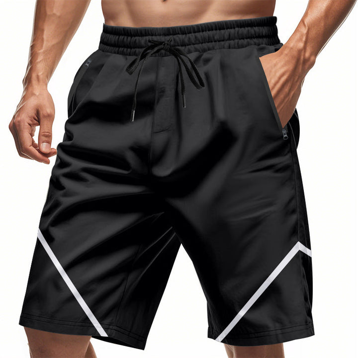 Herren nan atmungsaktive Trainingsshorts mit Reißverschlusstaschen und elastischem Tunnelzugbund