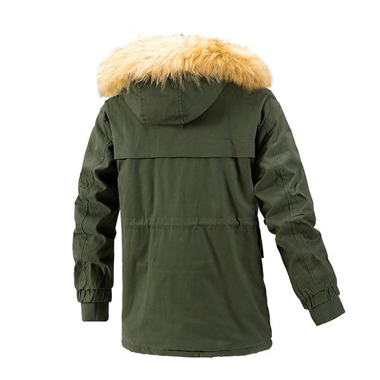 Herren Winterschutz-Parka mit wärmendem Teddyfutter abnehmbarer Kunstfellkapuze und verstärkten Utility-Taschen Nord Taschen