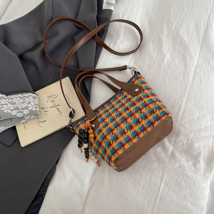 Damen grafische Beuteltasche mit strukturierten Griffen Nord Taschen