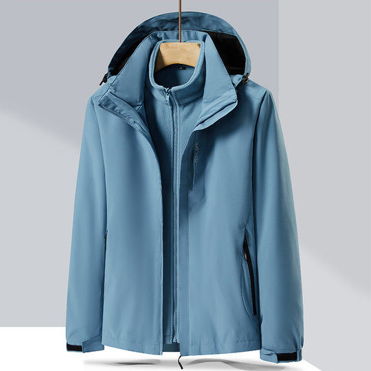 Herren zweilagige Softshell-Regenjacke mit abnehmbarem Fleece‑Innenlayer und verstellbarer Kapuze Nord Taschen