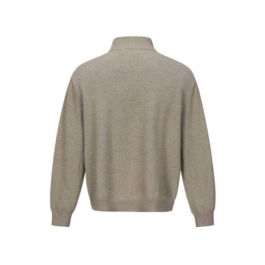 Unisex Feinstrick-Halbzipp-Pullover mit Stehkragen und diagonaler Struktur Nord Taschen