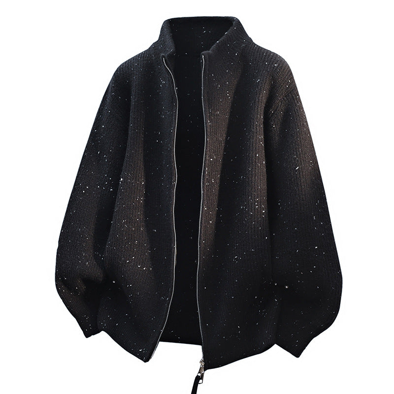Damen Modische Strickjacke mit hohem Kragen und Reißverschluss Nord Taschen