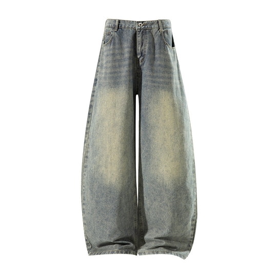 Damen Weite High‑Waist Baggy‑Jeans mit Ballon‑Silhouette und Used‑Waschung Nord Taschen
