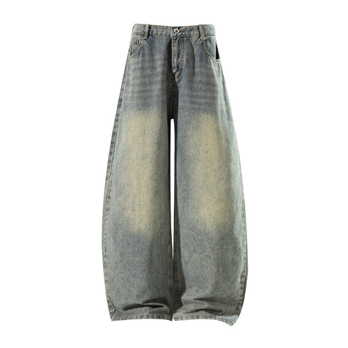 Damen Weite High‑Waist Baggy‑Jeans mit Ballon‑Silhouette und Used‑Waschung Nord Taschen