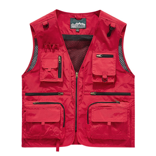 Herren leichte multifunktionale Utility-Anglerweste mit Mesh‑Futter und zahlreichen Reißverschluss‑ und Klappentaschen Nord Taschen