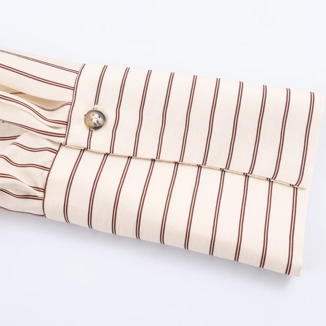 Damen Oversize-Hemdbluse mit Streifenmuster, verlängerten Manschetten und verdeckter Knopfleiste Nord Taschen