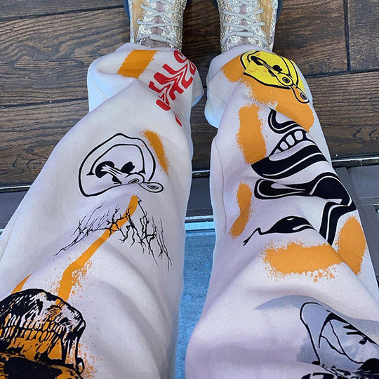Damen Grafik-Jogginghose mit hohem Bund, Kordelzug und Streetwear-Prints Nord Taschen