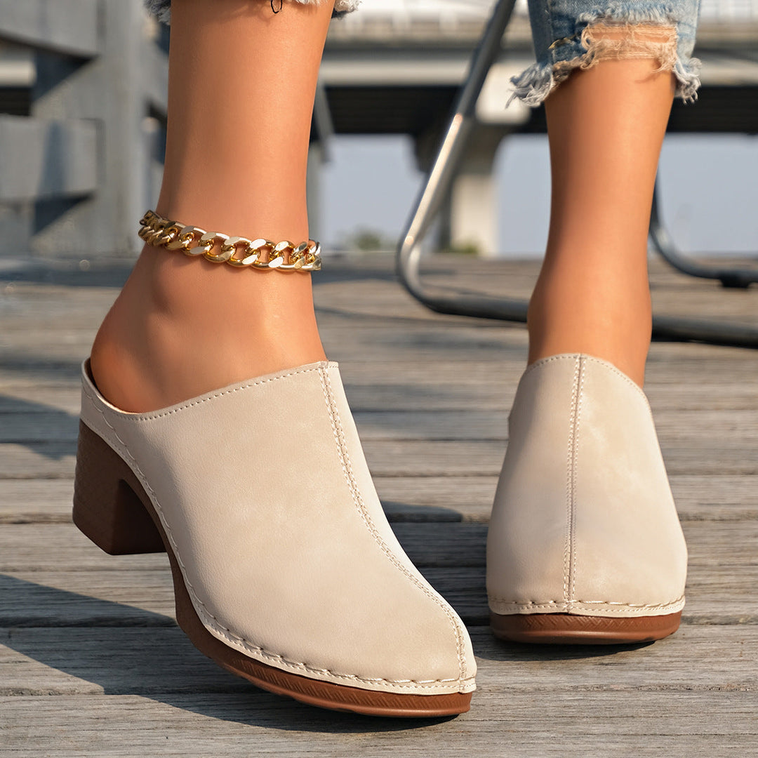 Damen Elegante Clogs aus hochwertigem Wildleder mit komfortablem Blockabsatz