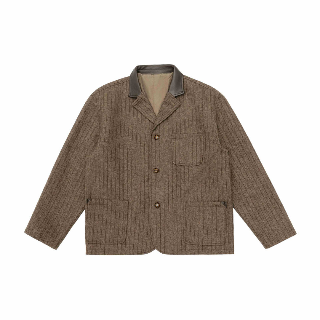 Herren Glencheck-Blousonjacke mit Lederkragen und großen Pattentaschen Nord Taschen