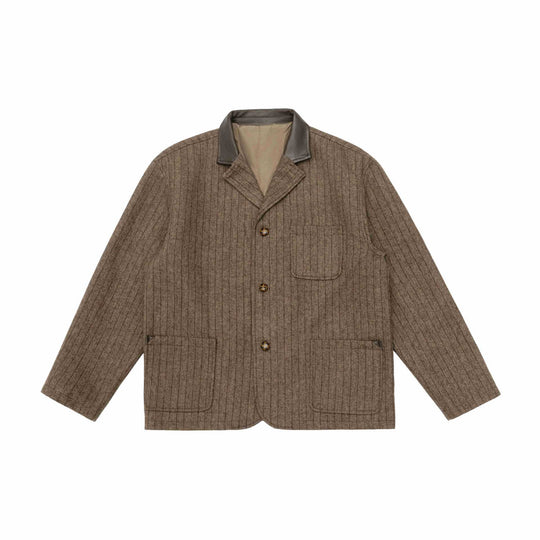Herren Glencheck-Blousonjacke mit Lederkragen und großen Pattentaschen Nord Taschen