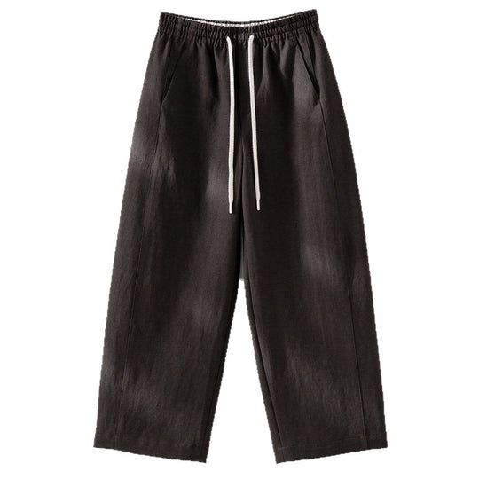 Damen Weite High‑Waist Leinenmix-Hose mit elastischem Bund und Kordelzug Nord Taschen