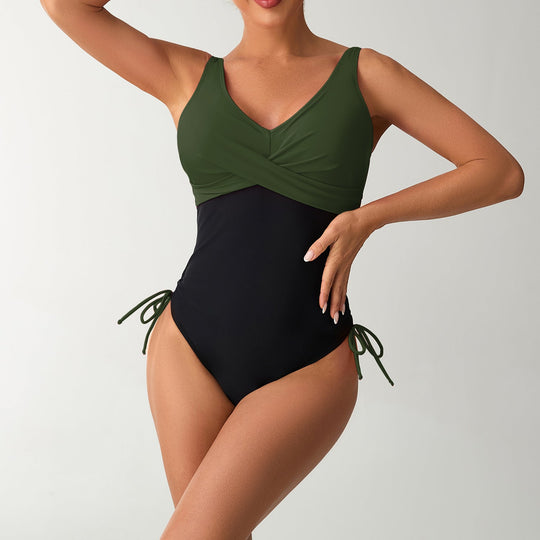Damen Bequemer Schwimmanzug mit elegantem Wickeloberteil