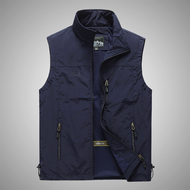 Herren Multifunktionale Utility-Weste mit Stehkragen, Reißverschlusstaschen und atmungsaktivem Meshfutter Nord Taschen