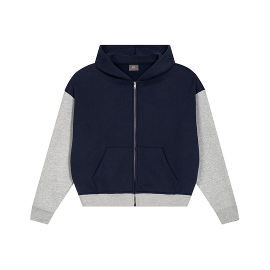 Herren Reißverschluss-Kapuzenjacke im Colorblock-Stil aus French-Terry mit Kängurutasche Nord Taschen