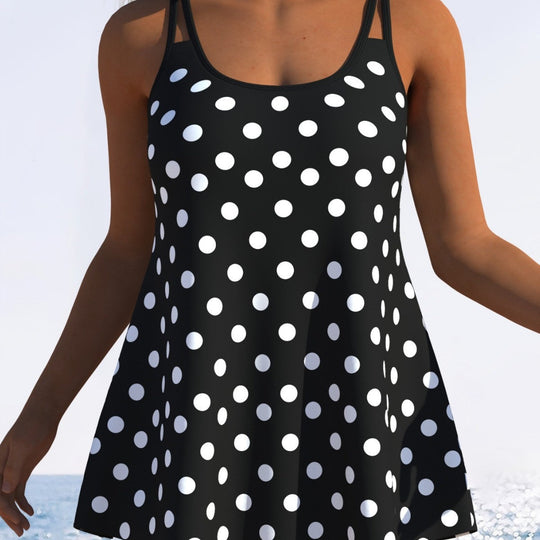 Damen Tankini mit verspieltem Streifenmuster und originellem Schnitt