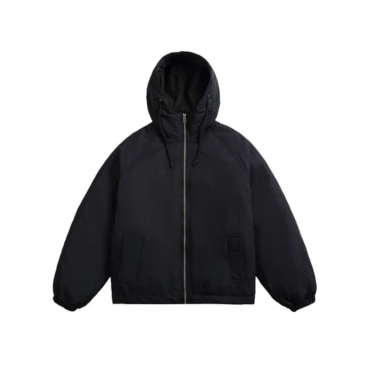 Unisex Kurz geschnittene wattierte Kapuzenjacke im Boxy‑Cut mit elastischem Saum Nord Taschen
