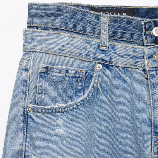 Damen Locker-sitzende Distressed Denim-Jeans mit weitem Cropped-Bein Nord Taschen