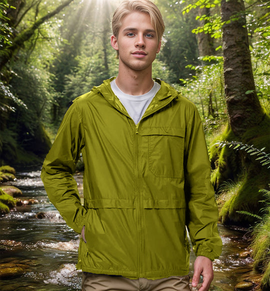 Herren Leichte atmungsaktive Outdoor-Windjacke mit Kapuze und Reißverschluss Nord Taschen
