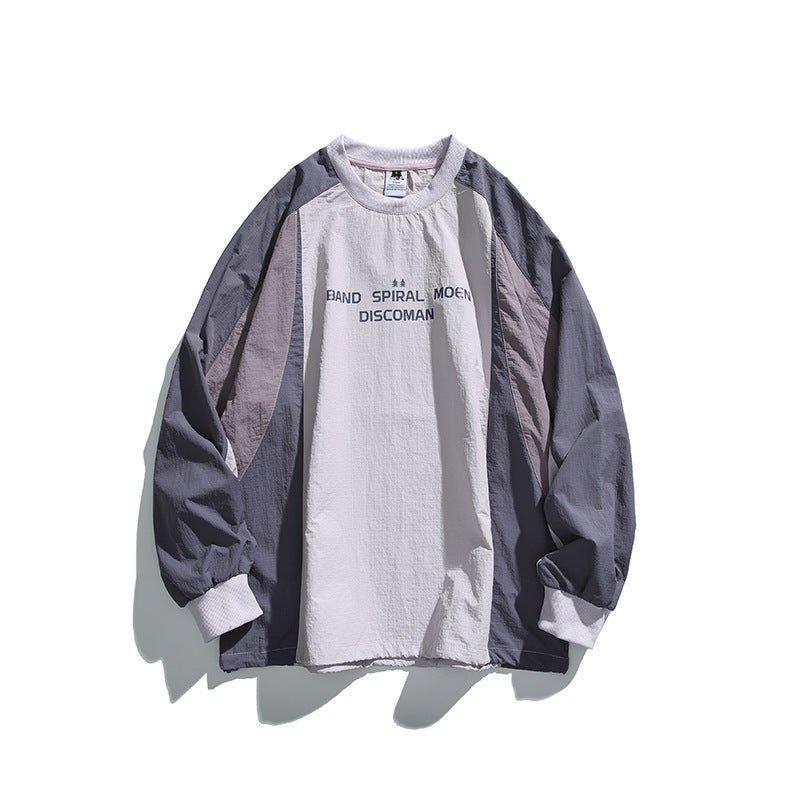 Unisex Weitgeschnittenes Colorblock-Langarmshirt aus leichter Nylon-Mischung mit Raglanärmeln und Brustprint Nord Taschen