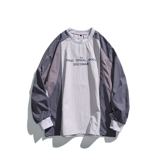 Unisex Weitgeschnittenes Colorblock-Langarmshirt aus leichter Nylon-Mischung mit Raglanärmeln und Brustprint Nord Taschen