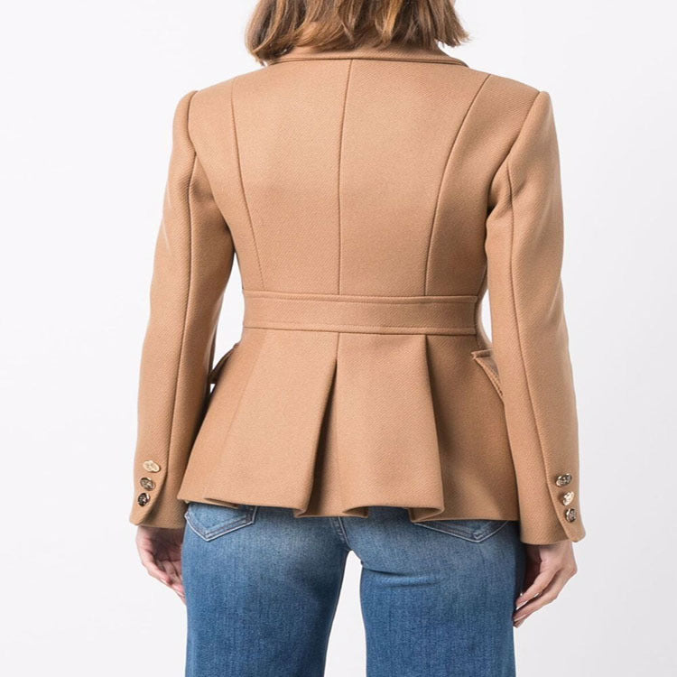 Damen Kurze militärinspirierte Wollmix‑Jacke mit Zierknöpfen Nord Taschen