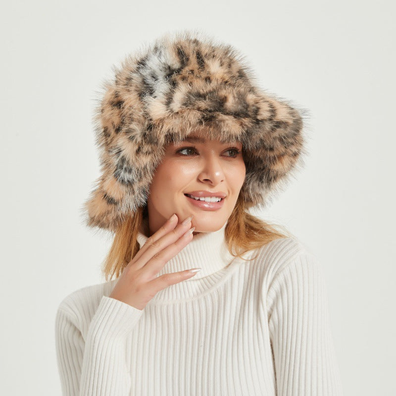 Damen Flauschiger Kunstpelz-Eimerhut mit breiter Krempe und wärmendem Teddyfutter Nord Taschen