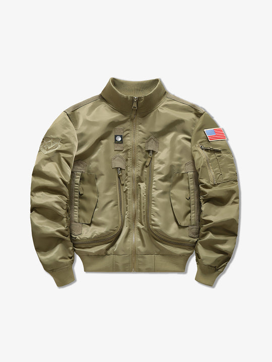Herren Flieger-Bomberjacke im Militärstil mit Multifunktions-Taschen Nord Taschen