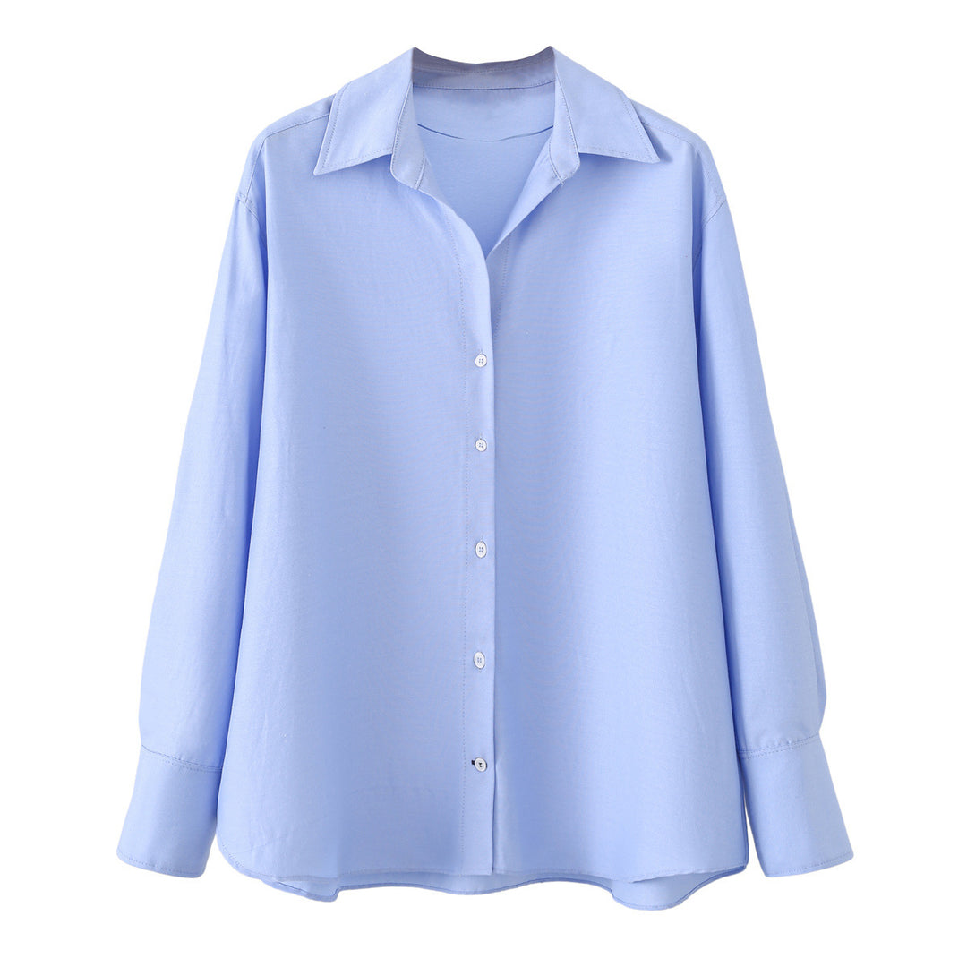 Damen Oversized-Hemdbluse mit weitem Schnitt, langen Manschettenärmeln und abgerundetem Saum Nord Taschen