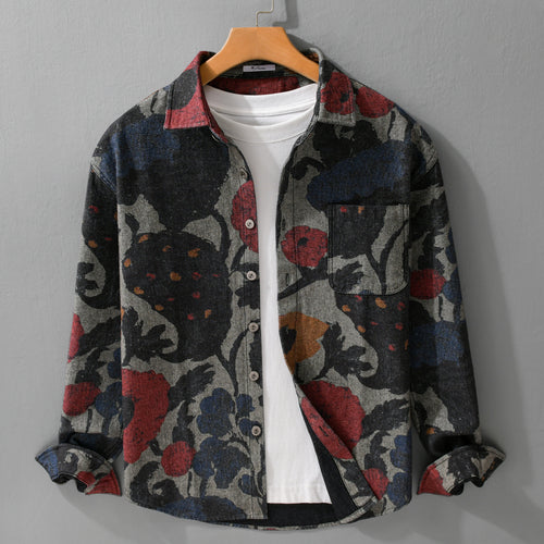 Herren Overshirt aus Flanell mit großfloraler Jacquard-Struktur Nord Taschen