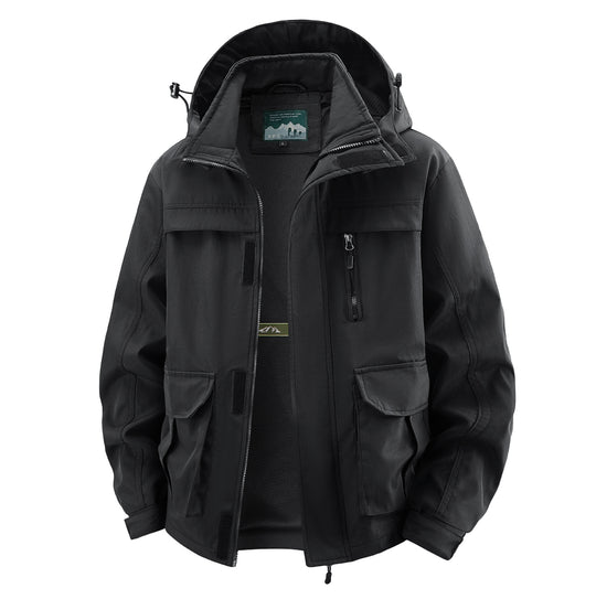 Herren Field‑Utility‑Outdoorjacke mit Kapuze, Multifach‑Taschen und Mesh‑Innenfutter Nord Taschen