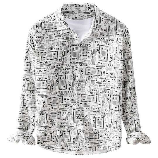 Herren Langarmhemd im Overshirt-Stil mit geometrischem Ethno‑Print Nord Taschen
