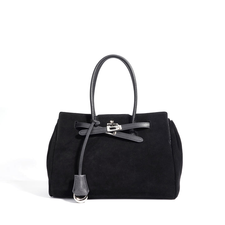 Damen großzügige Wildleder-Handtasche mit innovativem Verschluss Nord Taschen
