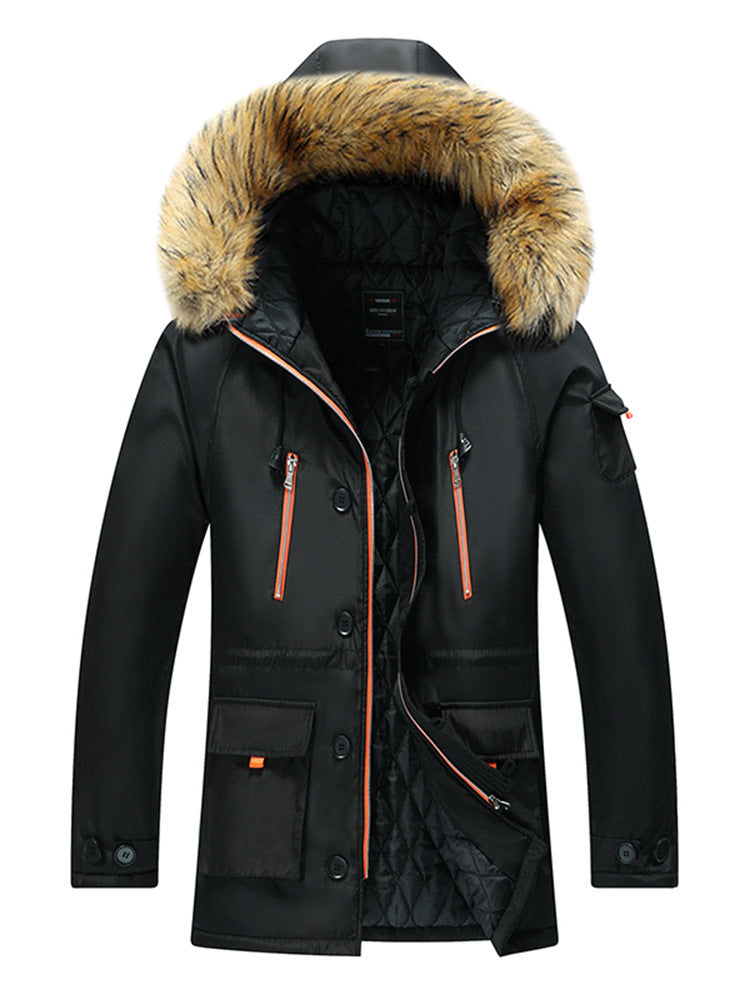Herren Urbaner Winterparka im Fieldstil mit abnehmbarem Kunstfellbesatz und multifunktionalen Taschen Nord Taschen