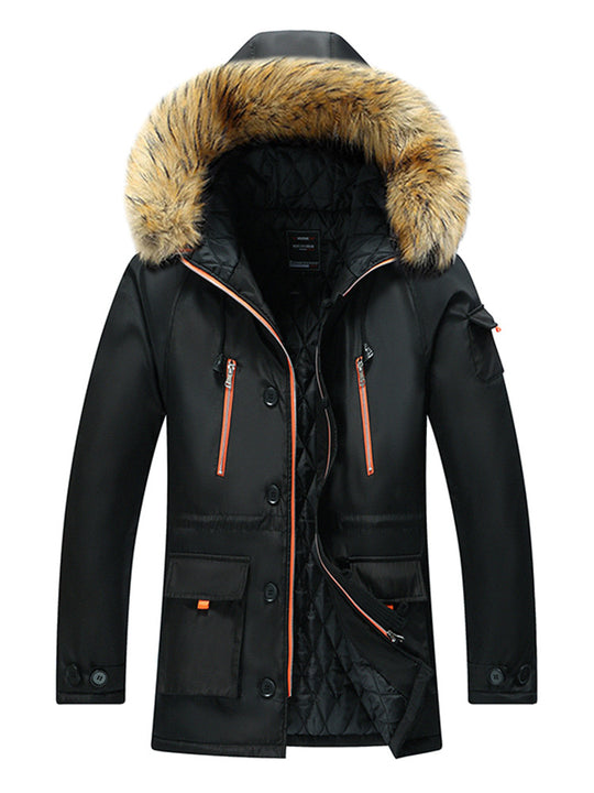 Herren Urbaner Winterparka im Fieldstil mit abnehmbarem Kunstfellbesatz und multifunktionalen Taschen Nord Taschen